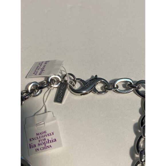 Lia Sophia Silver Tone Curb Link Chain Bracelet Set 2pcs - Picture 7 of 11